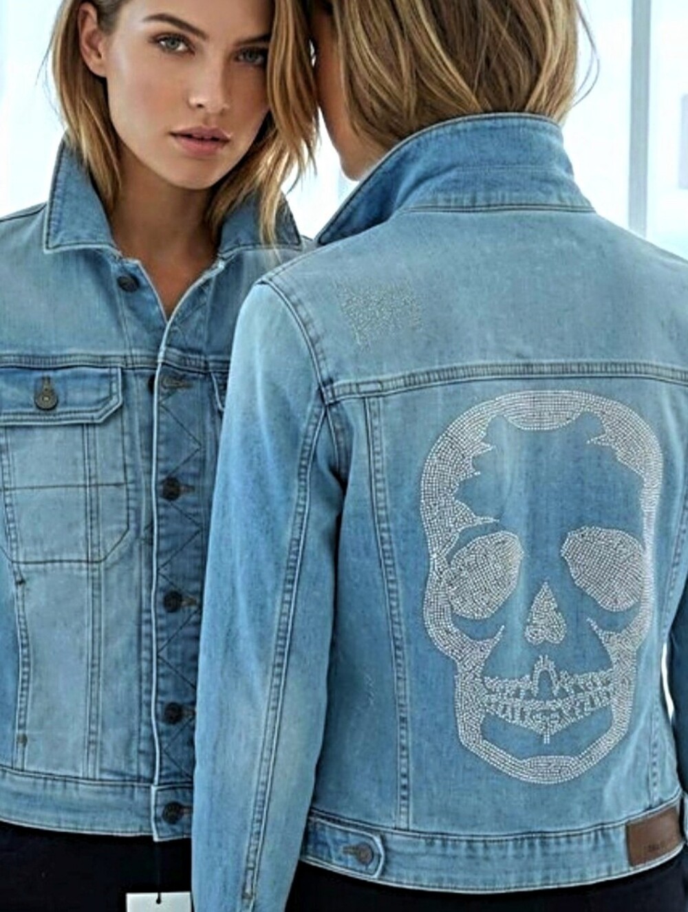 Zadig & Voltaire Kioky Skull Women's Blue Denim Jacket SIZE L